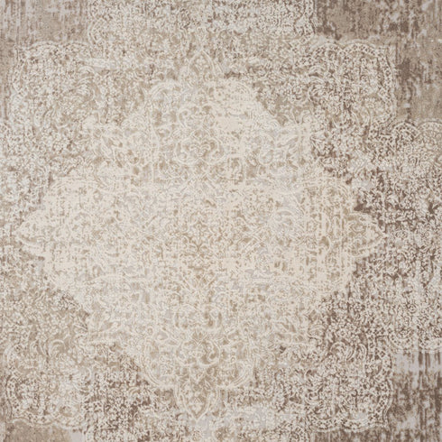 4' X 6' Beige and Gray Medallion Area Rug